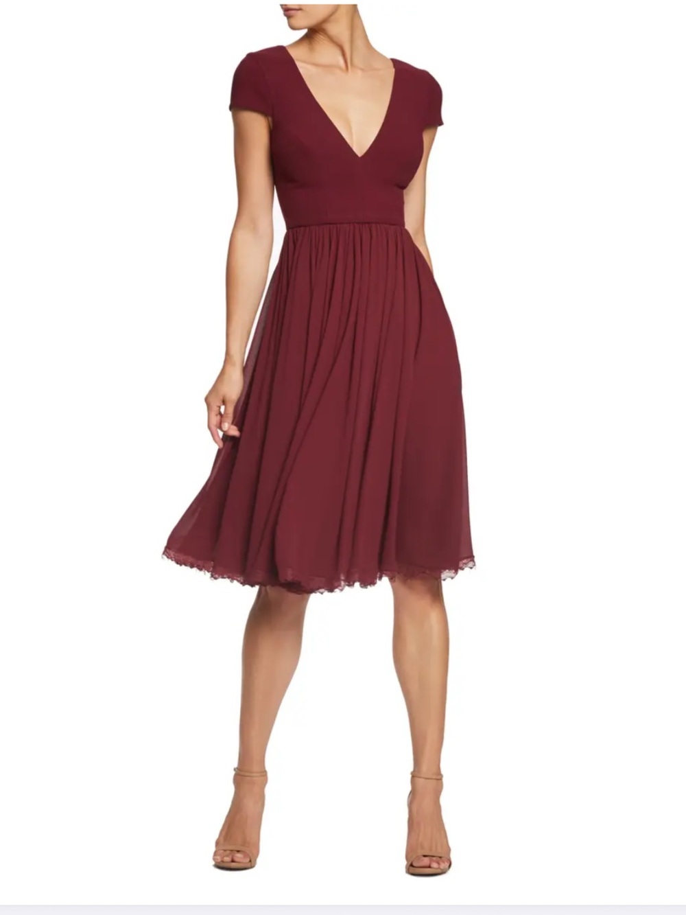 Dress The Population NWT Corey Chiffon Fit & Flare Midi Dress Boysenberry XL